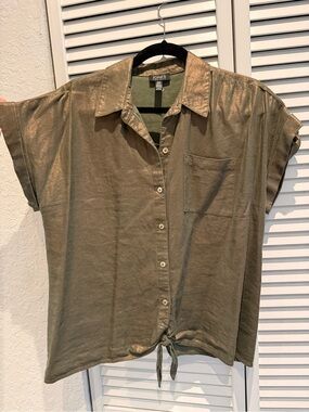 Jones New York Olive Green Shimmery Shirt